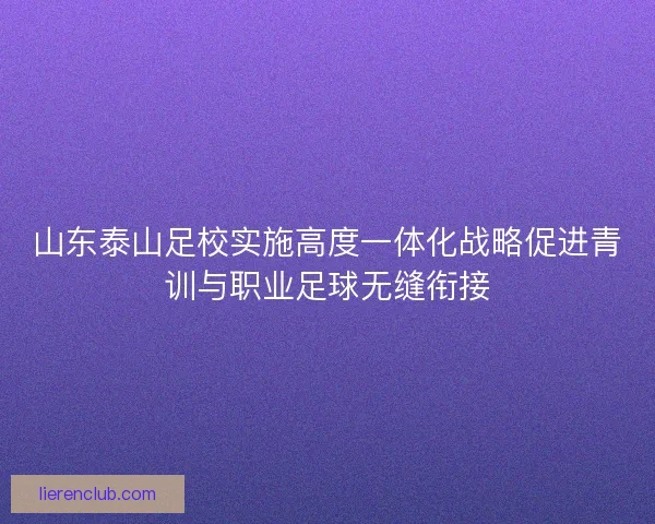 山东泰山足校实施高度一体化战略促进青训与职业足球无缝衔接 山东泰山足校实施高度一体化战略促进青训与职业足球无缝衔接